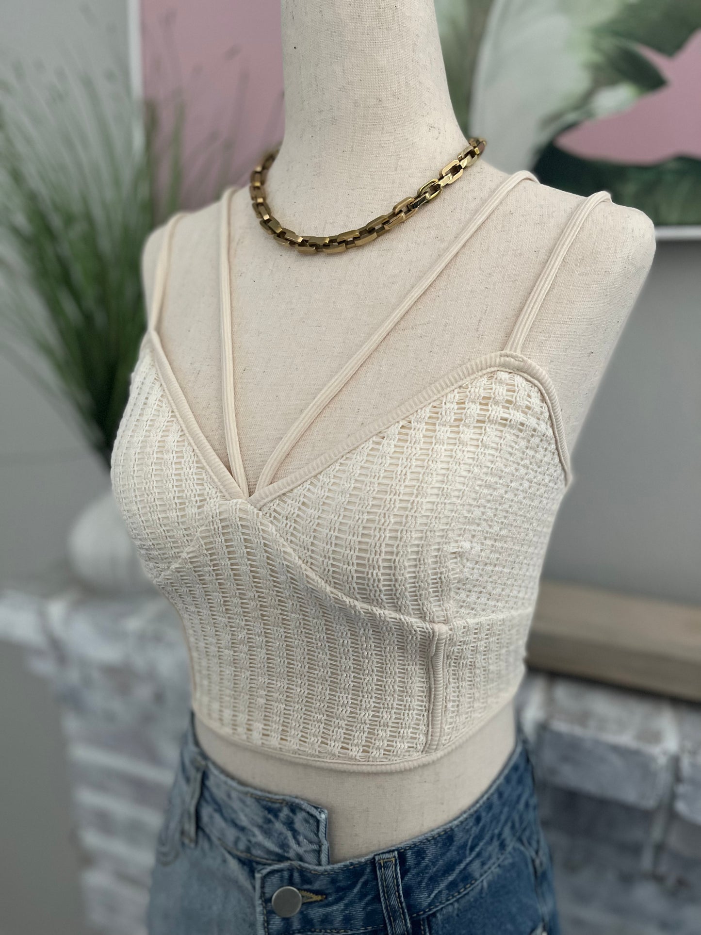 Cream Crochet Crop Top