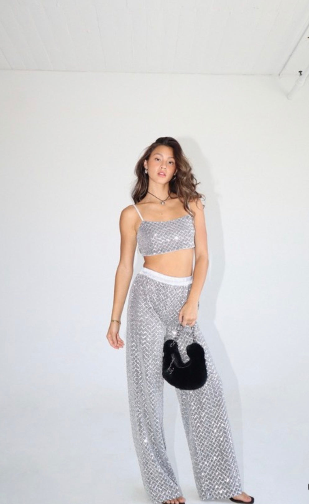 Silver Sequin Sparkly Tube Top