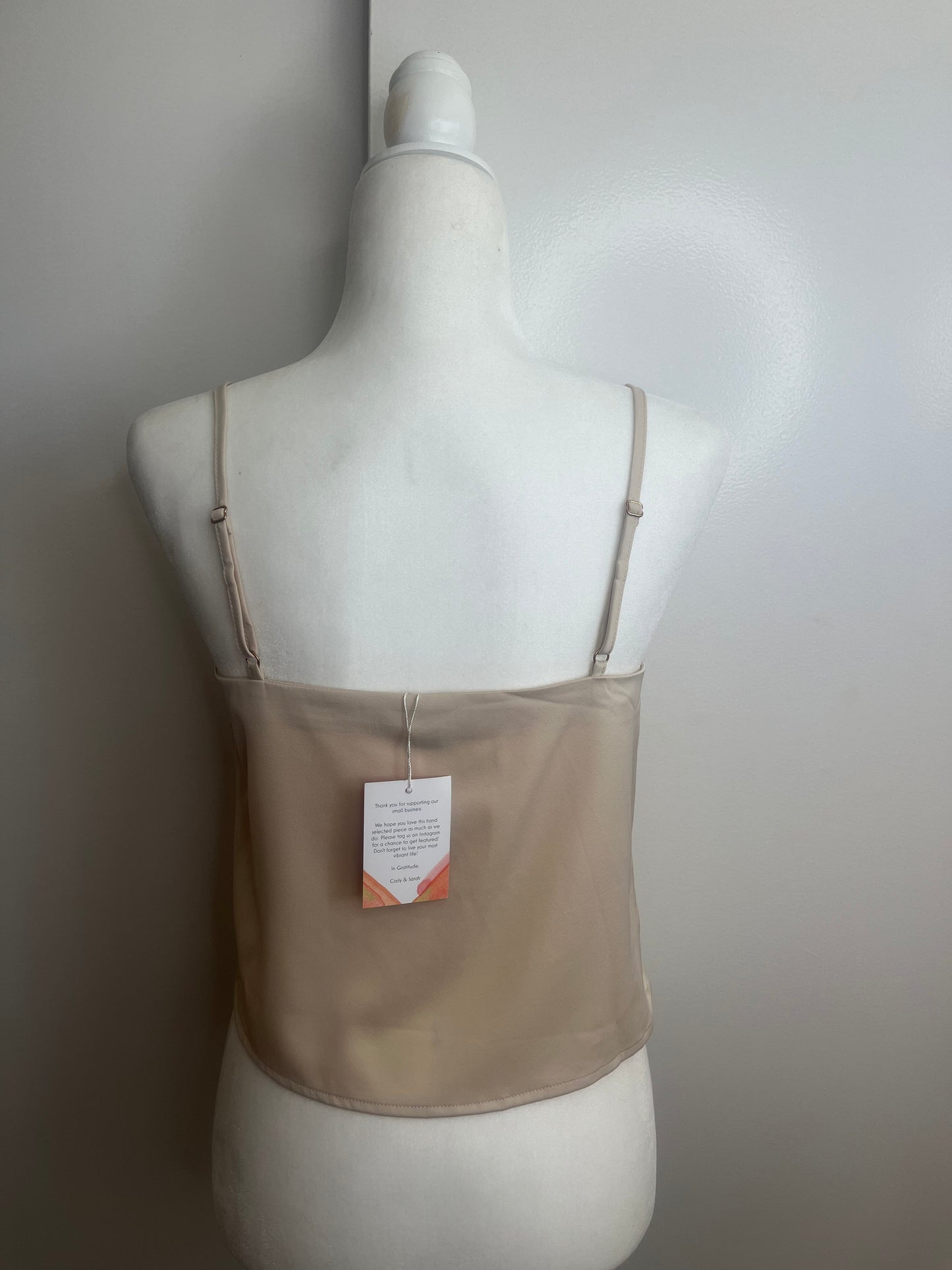 Chained Accent Silk Top (Gray/Tan)