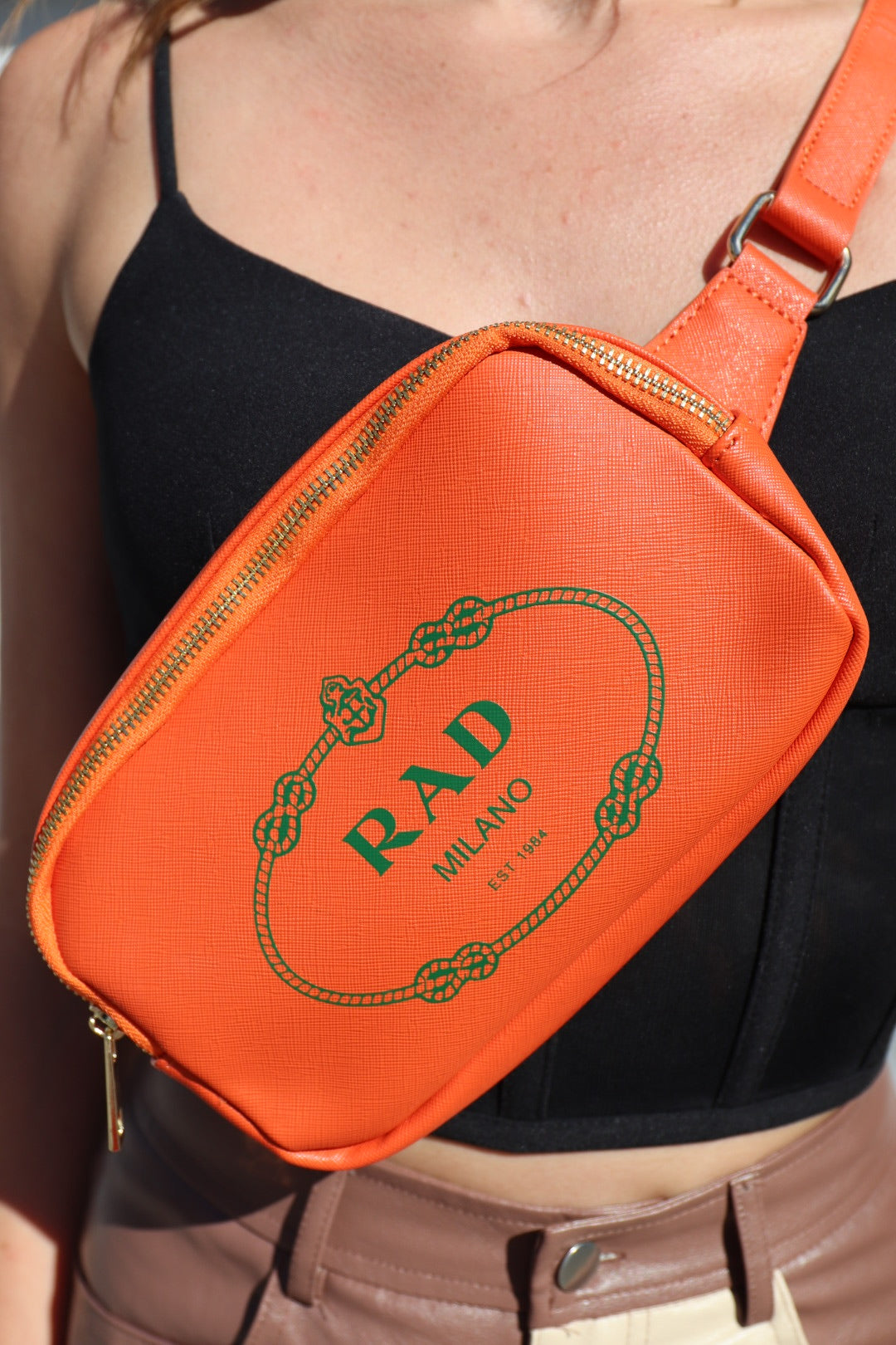 “Rad Luxe” Orange Vegan Leather Fanny Pack
