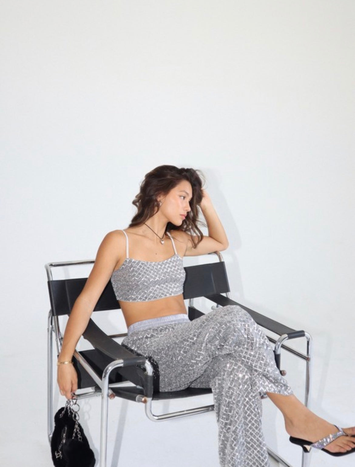 Silver Sequin Sparkly Pant