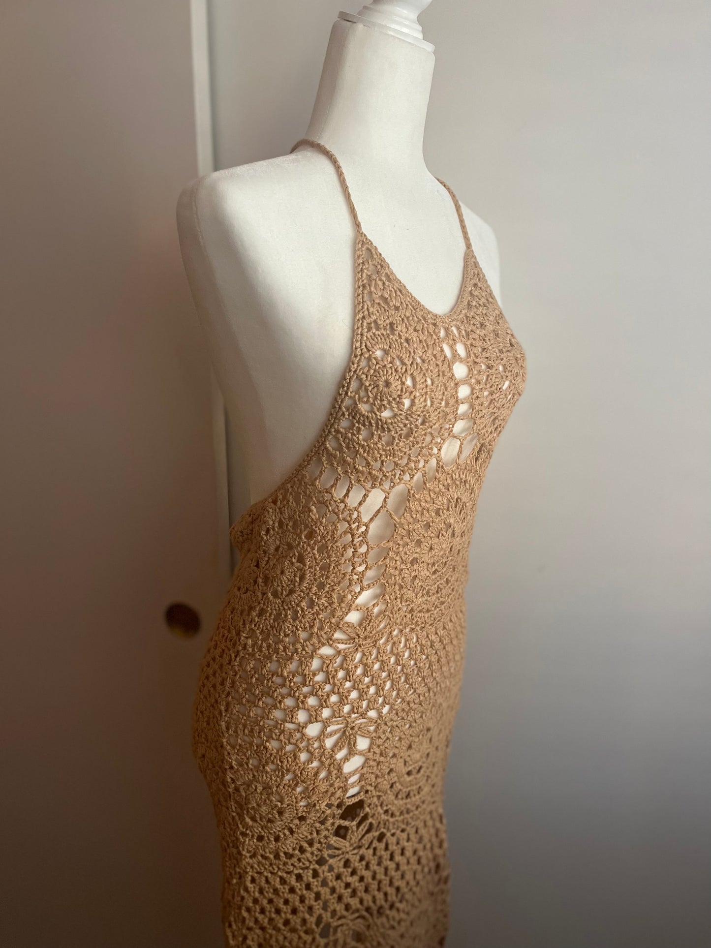 Crochet Halter Fringe Dress / Coverup